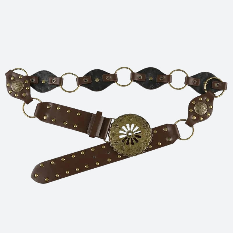 Vintage Ethnic Buckle Belt - Perfect for Y2K and 90s Retro Fashion