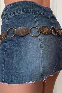 Vintage Ethnic Buckle Belt - Perfect for Y2K and 90s Retro Fashion