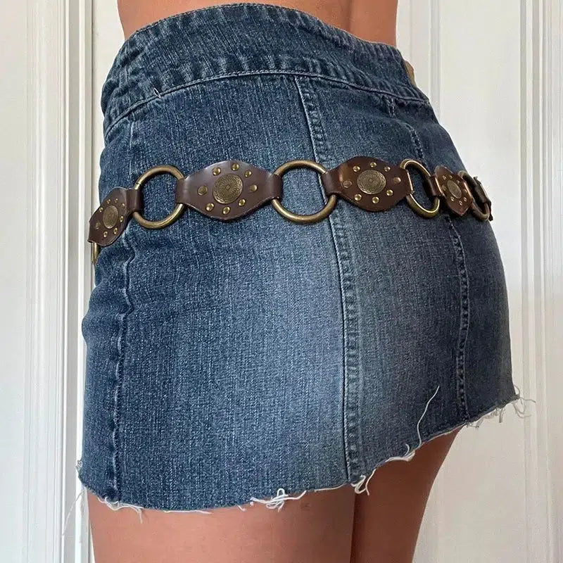 Vintage Ethnic Buckle Belt - Perfect for Y2K and 90s Retro Fashion