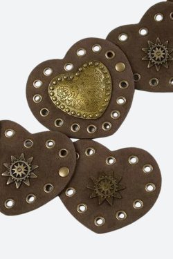Vintage Ethnic Heart Suede Waist Belt - Retro Y2K Fashion Accessory for Grunge Outfits