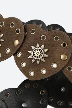 Vintage Ethnic Heart Suede Waist Belt - Retro Y2K Fashion Accessory for Grunge Outfits