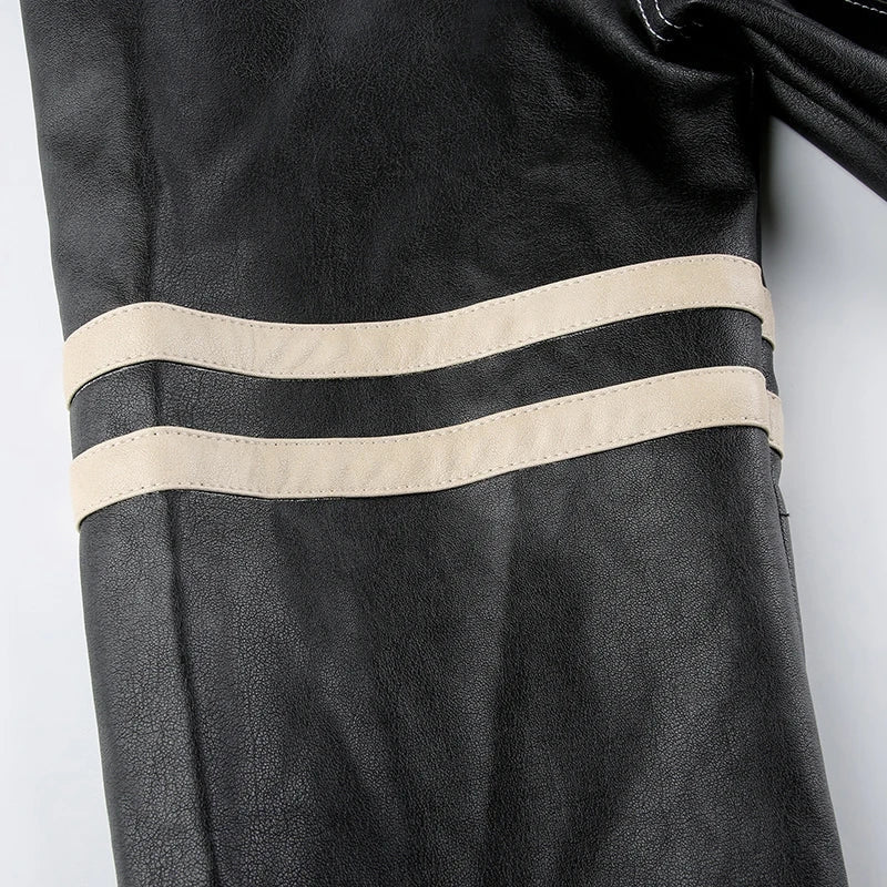 Vintage Grunge Y2K Faux Leather Biker Jacket - Retro 90s Zip-Up Style