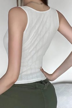 Y2K Coquette Bow Pointelle Top - Retro Style 90s Fashion Grunge Outfit