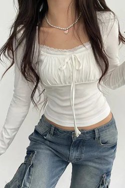 Y2K Coquette Bow Ruched Bust Top - Retro Style Summer Fashion
