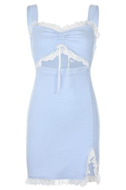 Y2K Coquette Cut Out Mini Dress - Retro Style Douyin Dress for 90s Summer Outfits