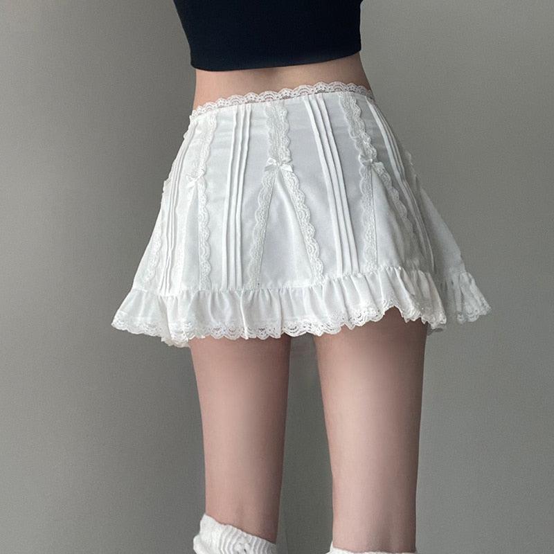 Y2K Coquette Frill Hem Mini Skirt - Retro 90s Summer Fashion