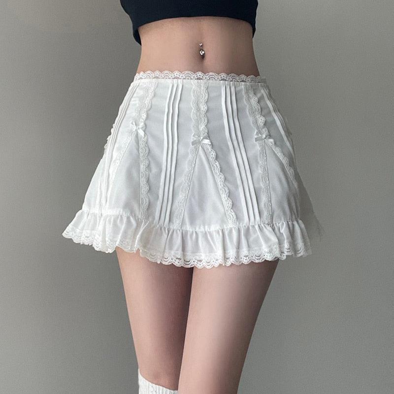Y2K Coquette Frill Hem Mini Skirt - Retro 90s Summer Fashion
