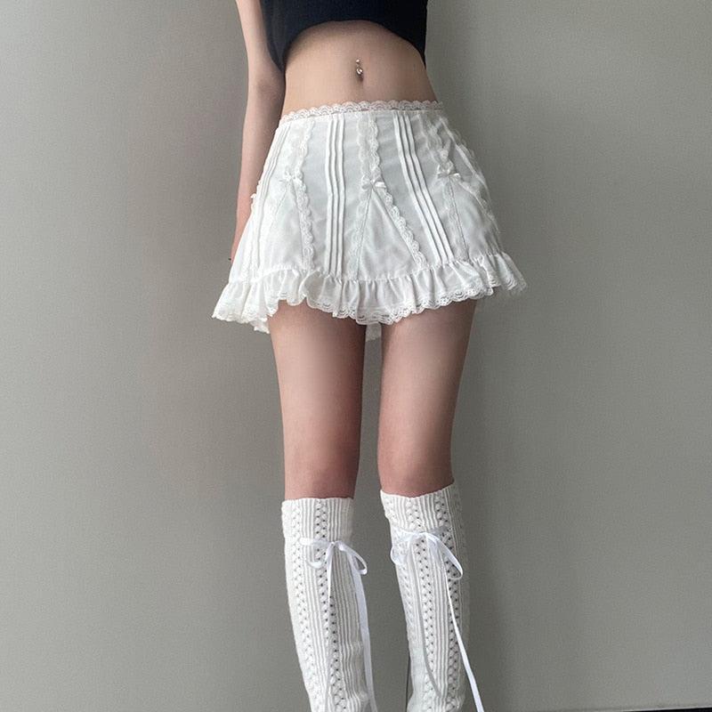 Y2K Coquette Frill Hem Mini Skirt - Retro 90s Summer Fashion