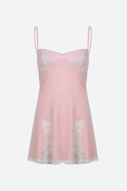 Y2K Coquette Lace Slit Mini Dress - Retro Style Douyin Dress for Summer
