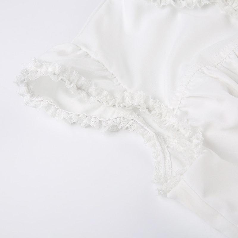Y2K Coquette Lace Up Cap Sleeve Top - Retro 90s Fashion Style