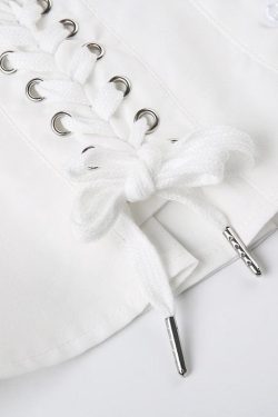 Y2K Coquette Lace Up Cap Sleeve Top - Retro 90s Fashion Style