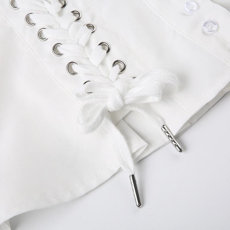 Y2K Coquette Lace Up Cap Sleeve Top - Retro 90s Fashion Style