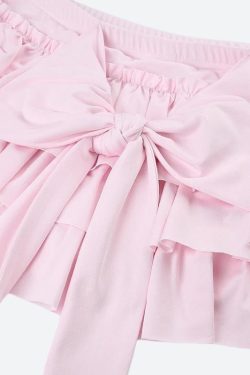 Y2K Coquette Layered Bow Mini Skort - Retro 90s Fashion Grunge Outfit