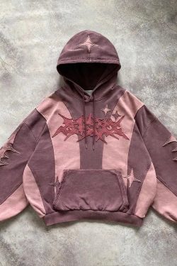 Y2K Cyberpunk Futuristic Patch Hoodie - Retro 90s Grunge Style