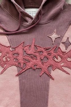 Y2K Cyberpunk Futuristic Patch Hoodie - Retro 90s Grunge Style