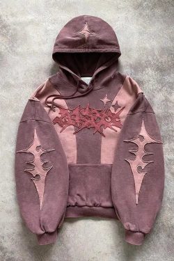Y2K Cyberpunk Futuristic Patch Hoodie - Retro 90s Grunge Style