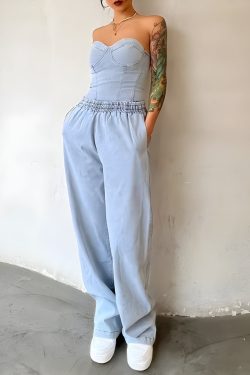 Y2K Denim Top & Pants Two Piece Set - Retro Style 90s Fashion Outfit
