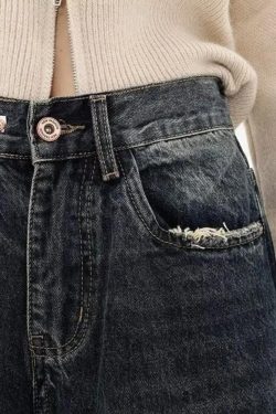 Y2K Distressed Wide Leg Jeans - Retro 90s Grunge Style Y2K Outfits