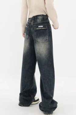 Y2K Distressed Wide Leg Jeans - Retro 90s Grunge Style Y2K Outfits
