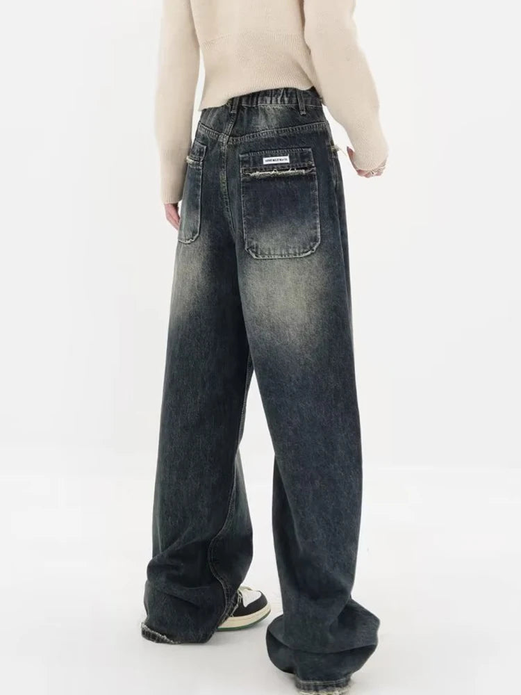 Y2K Distressed Wide Leg Jeans - Retro 90s Grunge Style Y2K Outfits