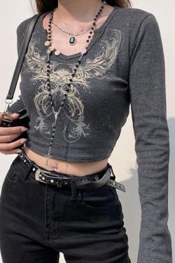 Y2K Fairy Grunge Butterfly Crop Top - Retro 90s Style Y2K Outfits