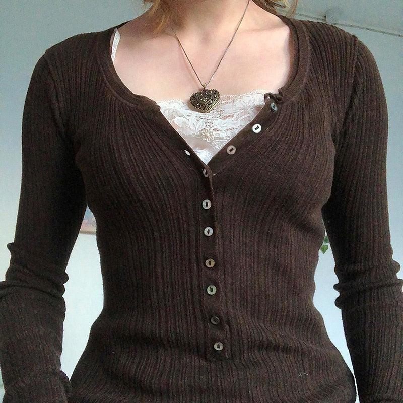Y2K Fairy Grunge Button Front Top - Retro 90s Style for Trendy Y2K Outfits