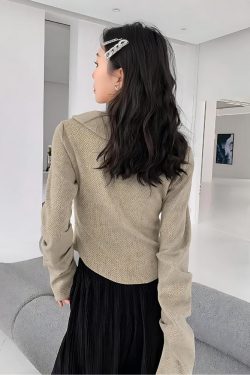 Y2K Fairy Grunge Lace Up Asymmetric Cardigan - Retro 90s Style Y2K Outfits