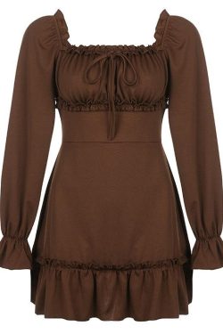 Y2K Fairy Grunge Ruffled Mini Dress - Retro Style Douyin Dress for 90s Fashion Lovers