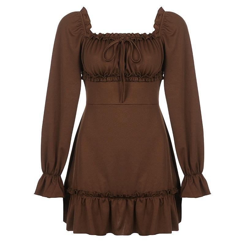Y2K Fairy Grunge Ruffled Mini Dress - Retro Style Douyin Dress for 90s Fashion Lovers