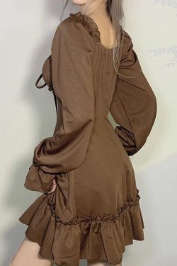 Y2K Fairy Grunge Ruffled Mini Dress - Retro Style Douyin Dress for 90s Fashion Lovers