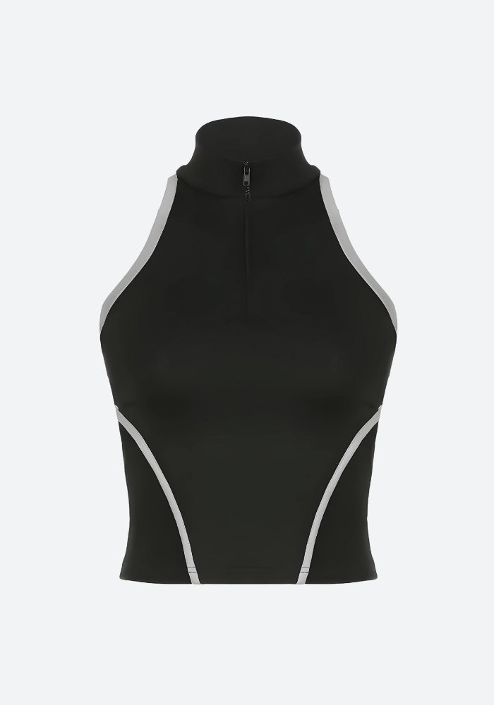 Y2K Fashion Acubi Open Back Zip-Up Top - Retro Style Grunge Outfit