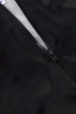 Y2K Fashion Acubi Open Back Zip-Up Top - Retro Style Grunge Outfit