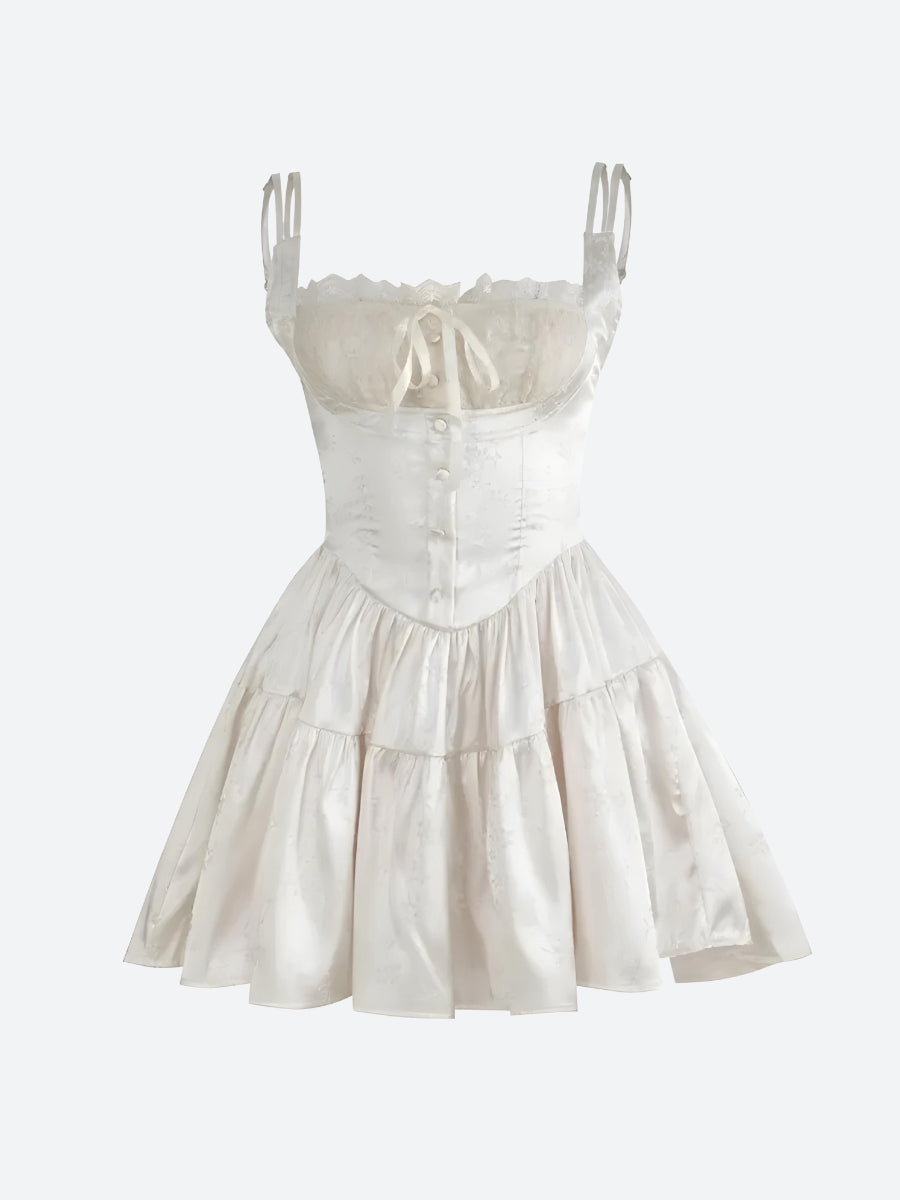 Y2K Floral Satin Mini Dress - Retro Coquette Style for Summer Outfits