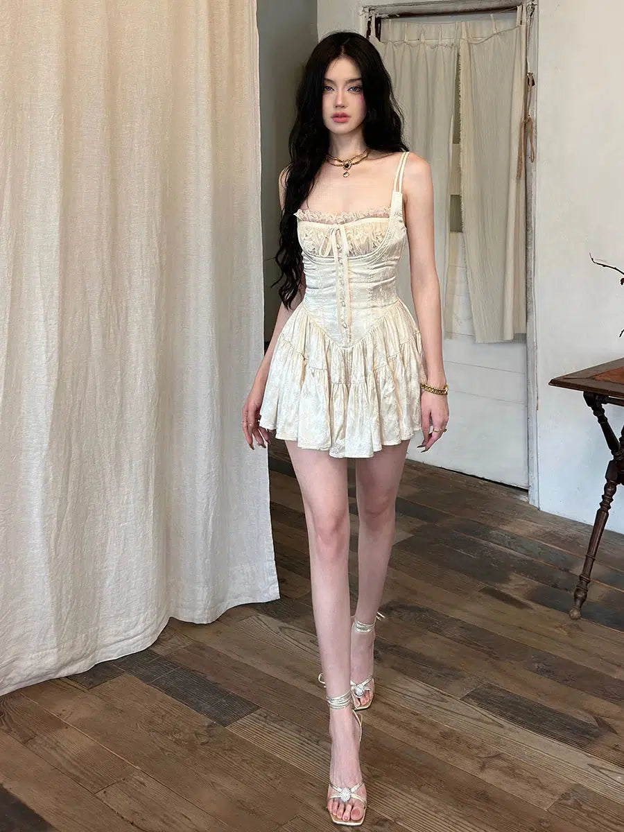 Y2K Floral Satin Mini Dress - Retro Coquette Style for Summer Outfits