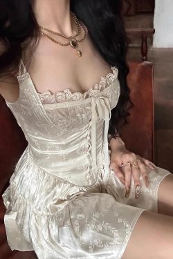 Y2K Floral Satin Mini Dress - Retro Coquette Style for Summer Outfits