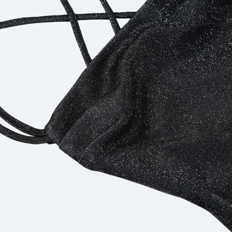 Y2K Glitter Backless Mini Dress - Perfect for Retro Club Outfits and 90s Fashion