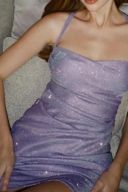 Y2K Glitter Backless Mini Dress - Perfect for Retro Club Outfits and 90s Fashion