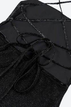 Y2K Glitter Backless Mini Dress - Perfect for Retro Club Outfits and 90s Fashion