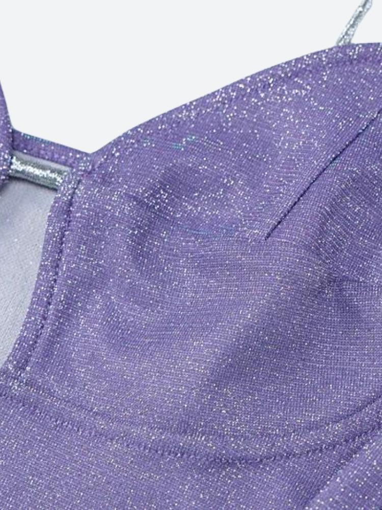 Y2K Glitter Cut Out Mini Dress - Perfect for Retro, 90s, and Grunge Outfits