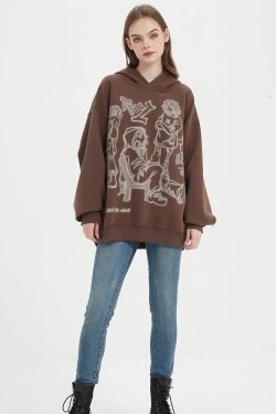 Y2K Graphic Printed Hoodie - Retro Style, 90s Fashion, Grunge Vibes
