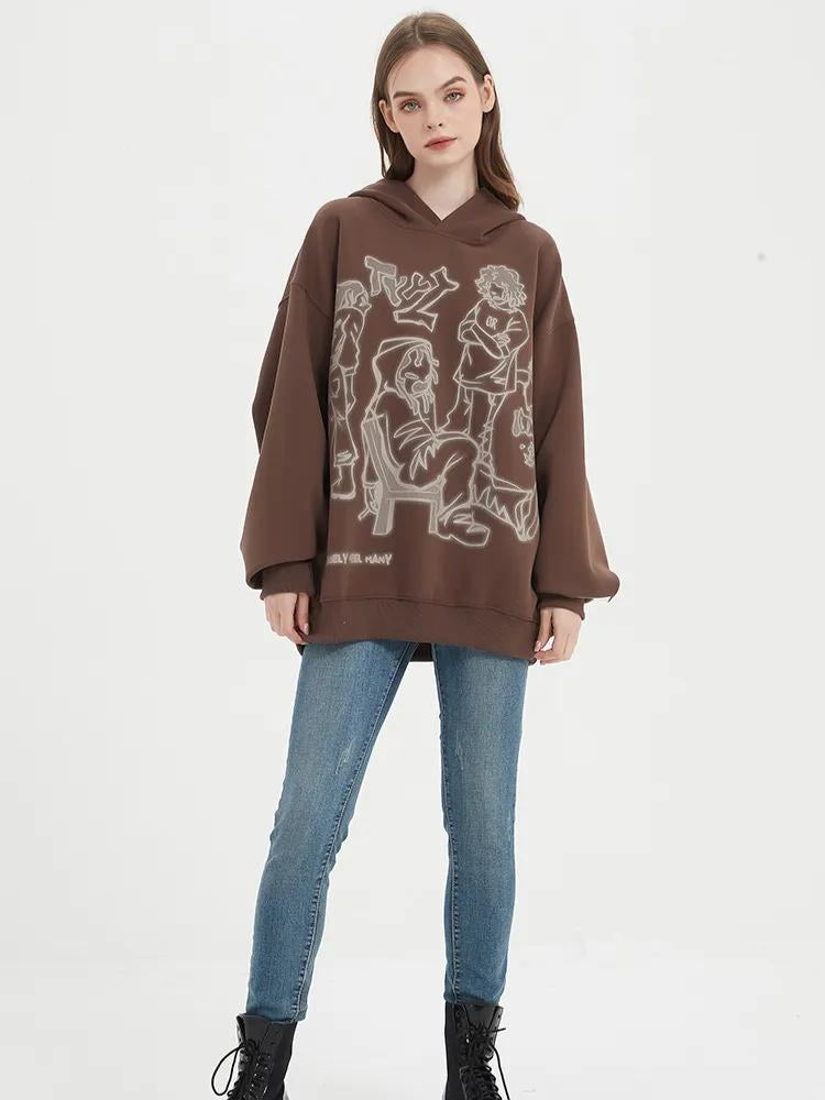 Y2K Graphic Printed Hoodie - Retro Style, 90s Fashion, Grunge Vibes