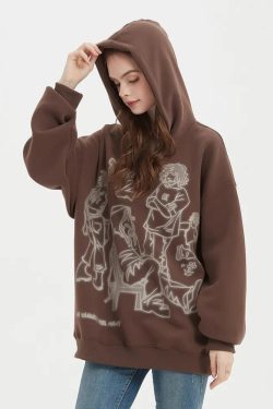 Y2K Graphic Printed Hoodie - Retro Style, 90s Fashion, Grunge Vibes