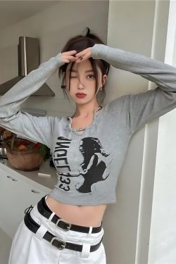 Y2K Grunge Angel 333 Top - Retro 90s Fashion, Y2K Outfits, and Douyin Style