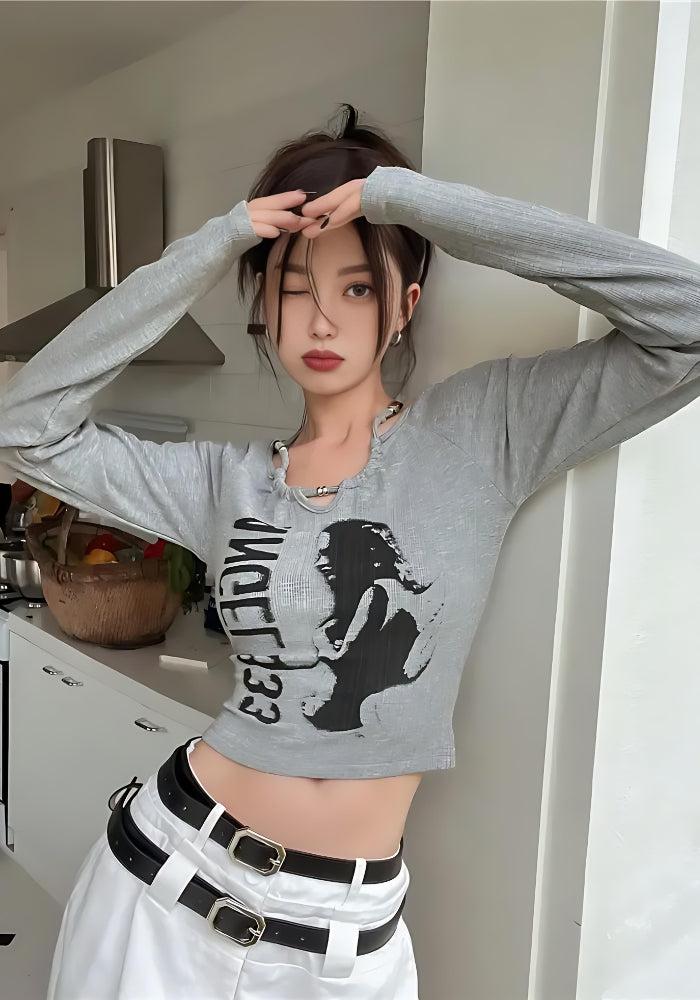 Y2K Grunge Angel 333 Top - Retro 90s Fashion, Y2K Outfits, and Douyin Style
