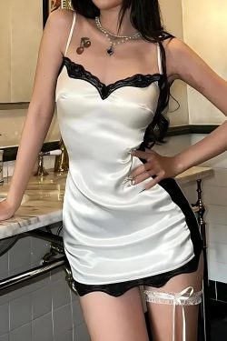 Y2K Grunge Baddie Lace Mini Dress - Retro Style Douyin Fashion