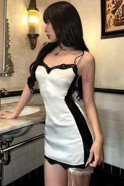 Y2K Grunge Baddie Lace Mini Dress - Retro Style Douyin Fashion