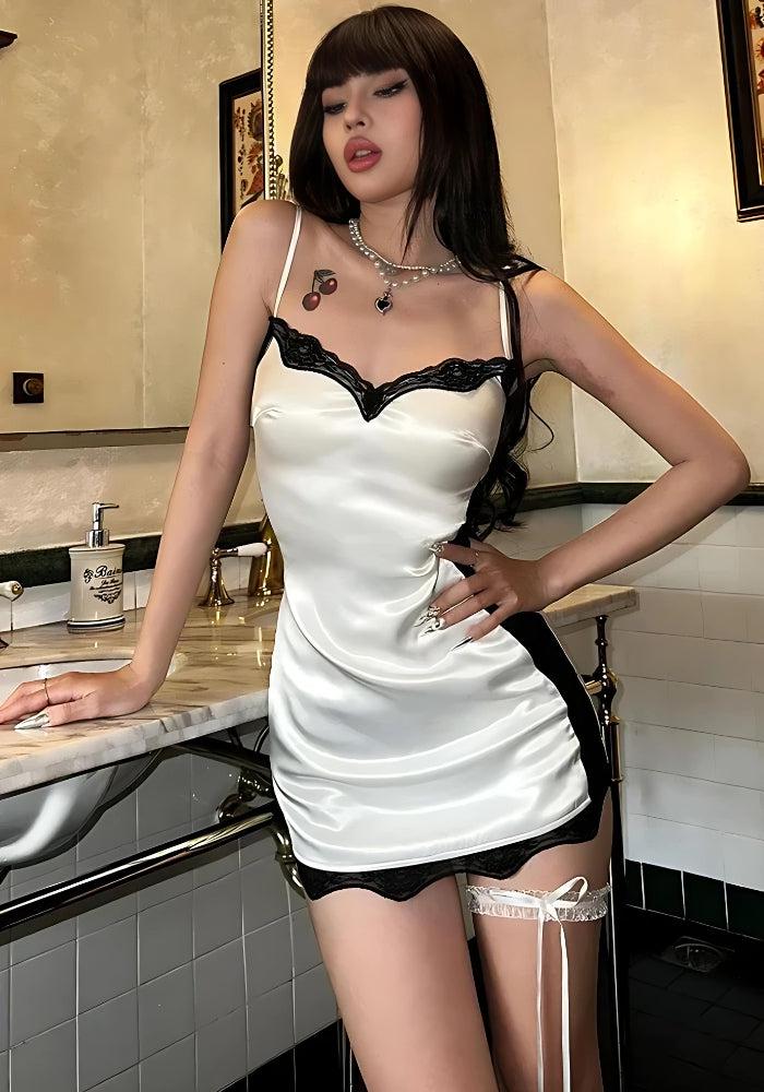 Y2K Grunge Baddie Lace Mini Dress - Retro Style Douyin Fashion