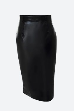 Y2K Grunge Baddie Zip Up Slit Midi Skirt - Retro 90s Fashion Statement