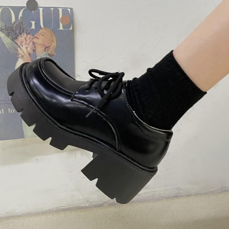 Y2K Grunge Dark Academia Platform Shoes - Retro 90s Fashion Statement