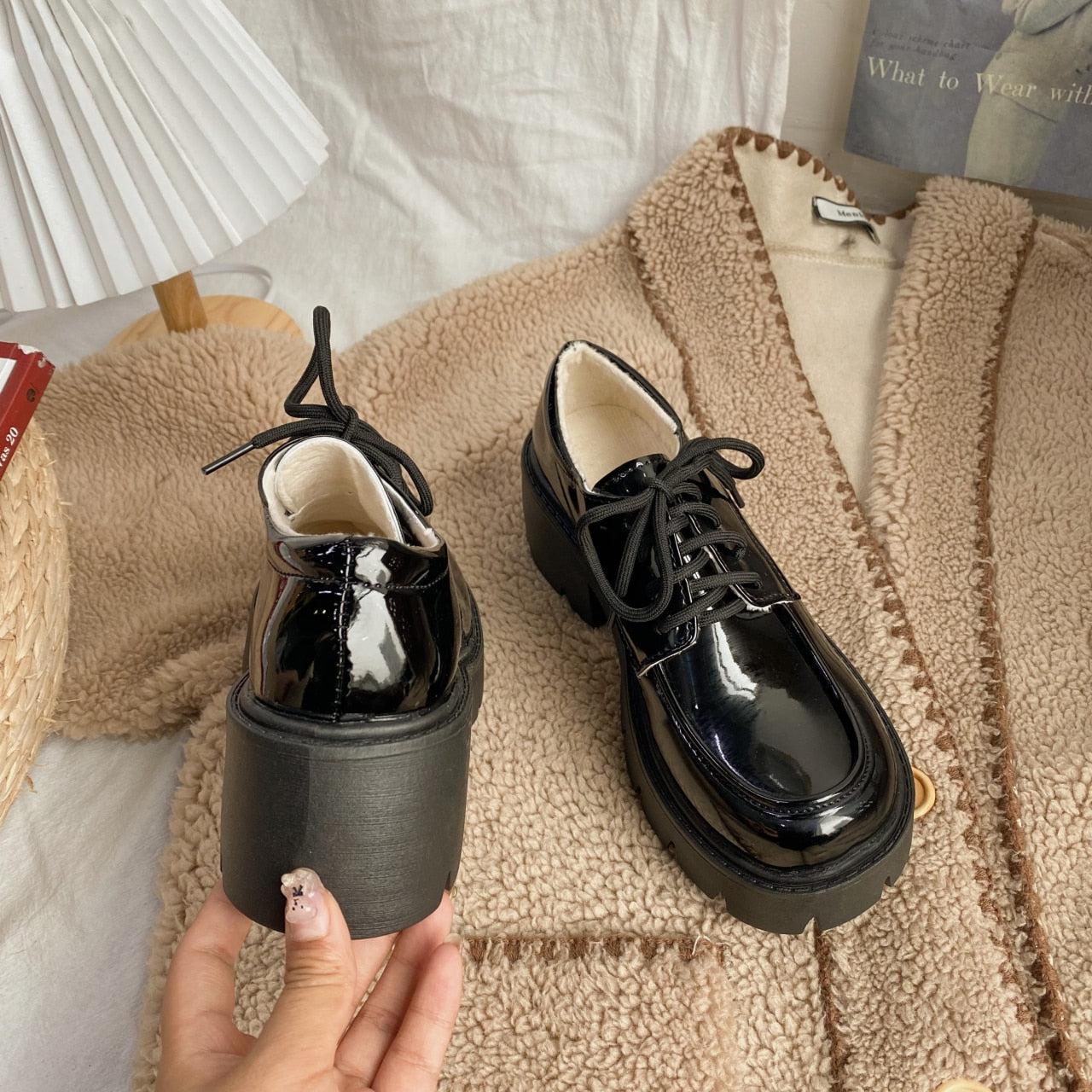 Y2K Grunge Dark Academia Platform Shoes - Retro 90s Fashion Statement
